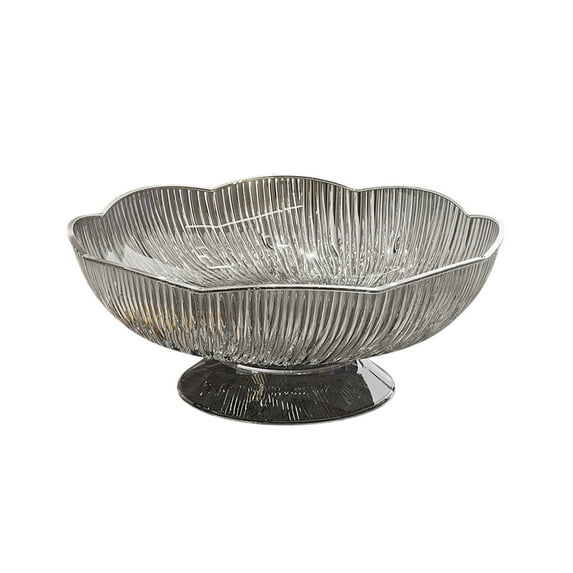 Plastic Fruit Bowl, Pedestal Decorative Stand for Kitchen Counter, Vintage Footed Clear Large Storage Basket Organization for Display (Gray)