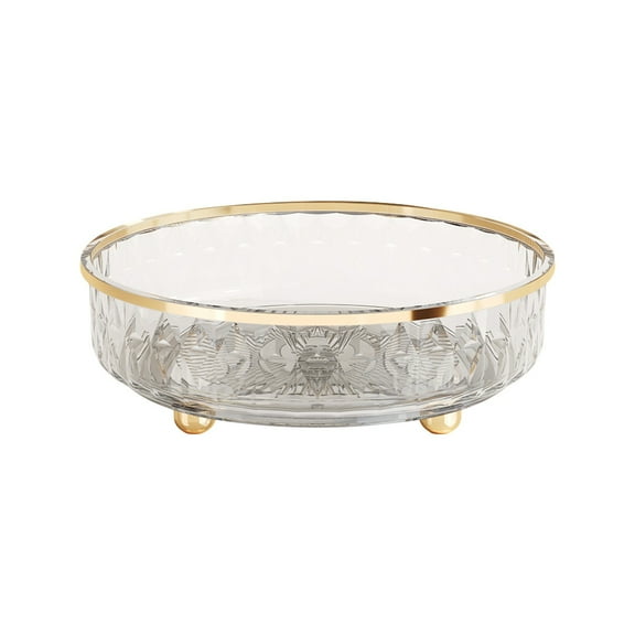 Plastic Fruit Tray, Dry Fruit Snack Candy Organizer, Rotatable Transparent Round Serving Dish, Easy to Clean Kitchen Storage Container