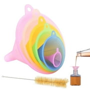 Plastic Funnel Set of 6 Sizes (Mini to Large) Multi-Purpose Kitchen Funnels for Bottles, Spices, Oils, Cosmetics, Drip-Free Design With Cleaning Brush