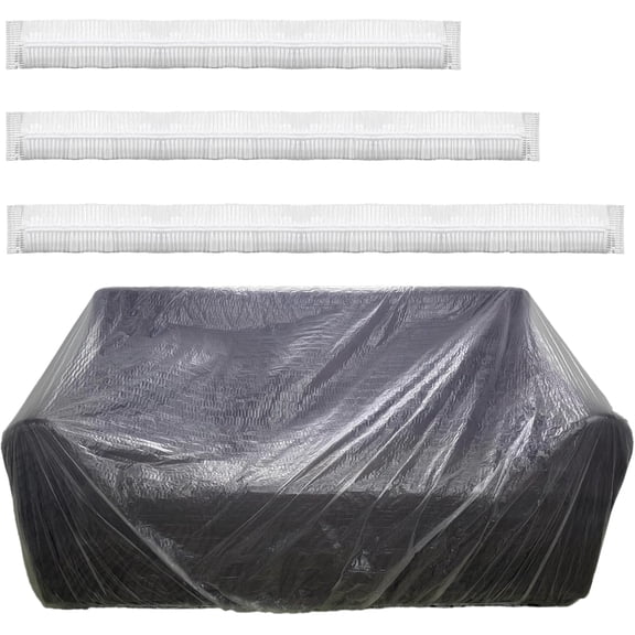 Plastic Furniture Dust Cover with Stretch Elastic, Disposable Couch Cover for Moving and Storage, Clear Furniture Protector Covers for Sofa Bed Mattress Dining Table Chair