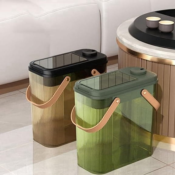 Plastic Garbage Can with Lid Dry and Wet Separation Trash Can Clear Wastebasket for Bathroom Bedroom Kitchen B