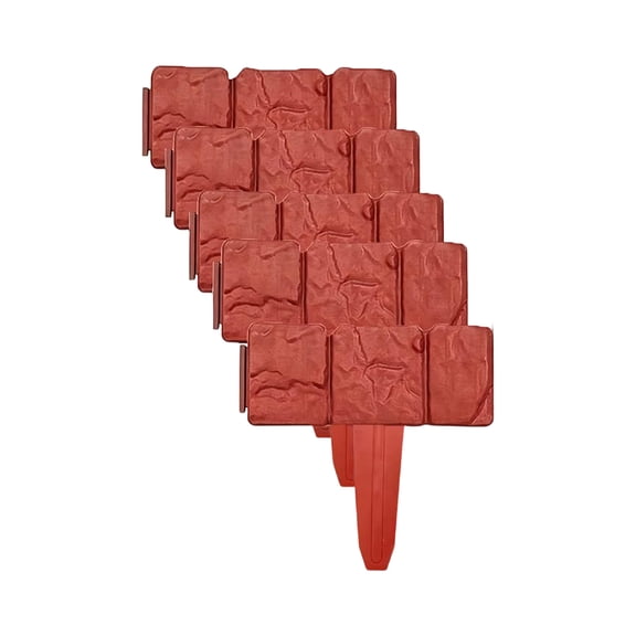 Plastic Garden Edging Border 5 Pack, No Dig Landscape Picket Fence with Stakes for Tree Ring Flower Beds Lawn Yard, Decorative Plastic Landscape Edging