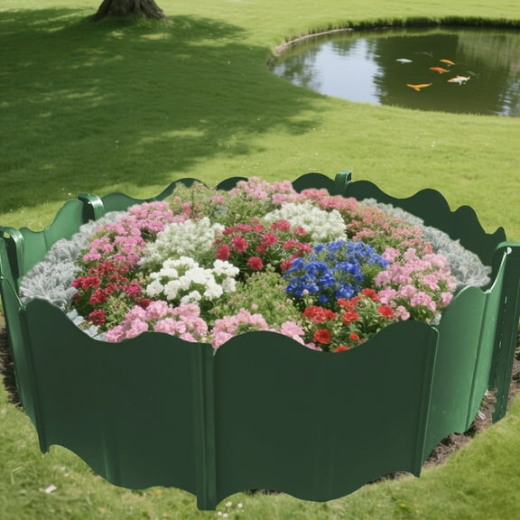 Plastic Garden Edging Border Kit, 10 PCS Lawn Edging and 5 Stakes for Flower Beds, Decorative Yard and Landscape Border, Easy Install Plant Edger