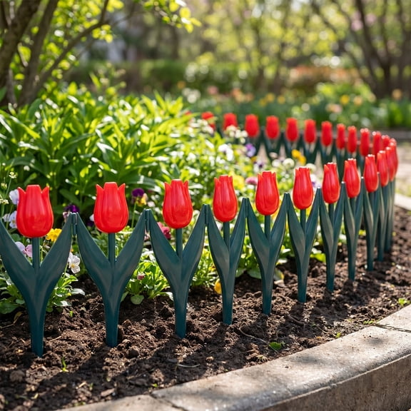 Plastic Garden Edging Fence Flower Bed Border Landscape Border Fence Decorative Lawn Edging Modular Garden Fence for Pathway Backyard Flower Bed Vegetable Garden Yard Landscaping Decor