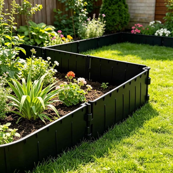 Plastic Garden Edging Fence, Modular Easy-Connect Panels for Flower Bed Border, Heavy-Duty Weather-Proof Material, Flexible Bendable for Pathways Yard and Landscaping