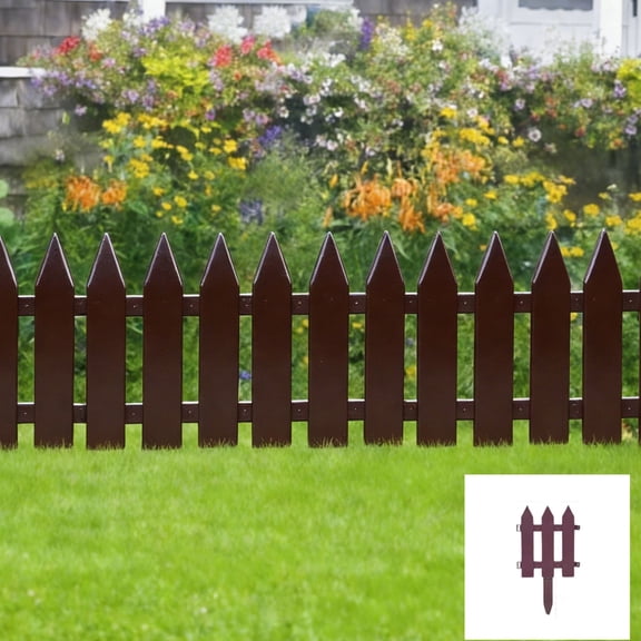 Plastic Garden Fence Border | 7.87x6.69in Coffee Decorative Edging | European Style Lawn Fence for Flower Beds, Pathways & Driveways - Easy Assembly