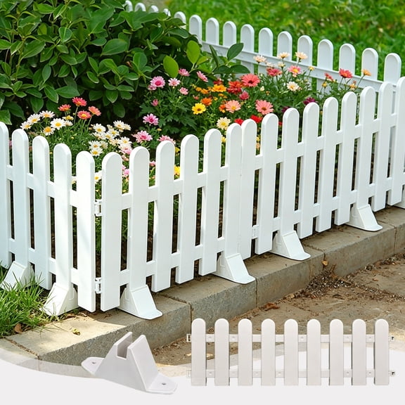 Plastic Garden Fence Border Edging Picket Fence With Stakes Lawn Flower Bed Divider Outdoor Garden Decor Easy Install Durable Reusable, Plant Protection Space Divider, for Garden Yard Lawn Use