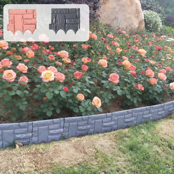 Plastic Garden Fence Border, Interlocking Landscape Edging for Lawns, Tree Rings & Stone Separation, Gray Outdoor Yard Barrier Panel, Topliu
