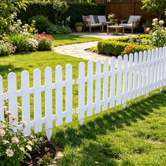 Plastic Garden Fence Border for Flower Beds, No Dig Landscape Edging for Yard & Walkways, Outdoor Border Barrier for Dogs, 19.7x5.1 inches
