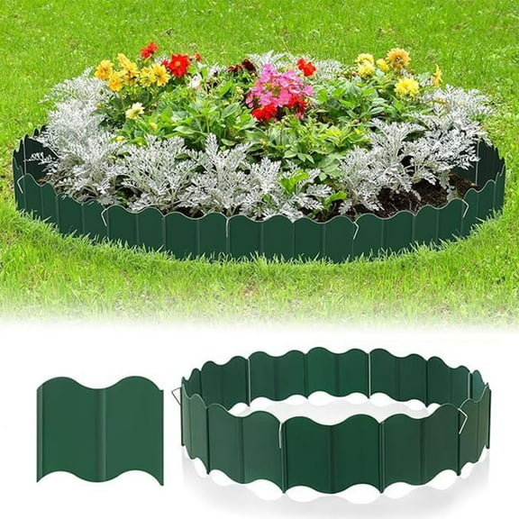 Plastic Garden Fence Edging Border - 10 Piece Outdoor Yard Fence for Flower Beds, Lawn Edging, and Landscape Border - for Easy Installation, Flexible for Custom Shaping