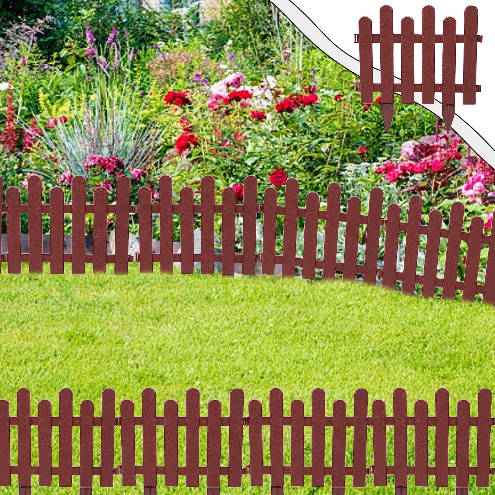 Plastic Garden Fence Edging, Decorative Picket Fence for Lawns ...