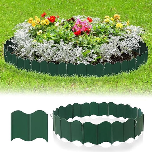 Plastic Garden Fence Edging | Durable Weather-Resistant DIY Yard Border | Flexible Interlocking Landscape Barrier | Easy Install | Define Flower Beds | 10pcs Outdoor Lawn Edge Set