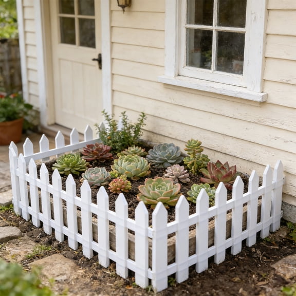 Plastic Garden Fence Mini Border Edging Fence Panel Easy Install Interlocking Lawn Flower Bed Pathway Divider Durable Outdoor Yard Garden Landscaping Decor for Home Backyard Patio