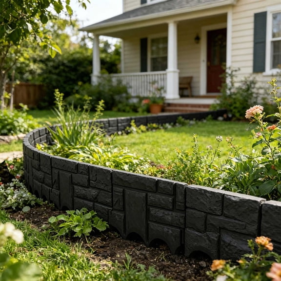 Plastic Garden Fence Panel for Landscaping | Lawn Edging Border Tree Ring Barrier | Outdoor Yard Decorative Grass Stone Separation | DIY Interlocking Fence for Home Garden | 10.15 x 8.66in 1 Pack