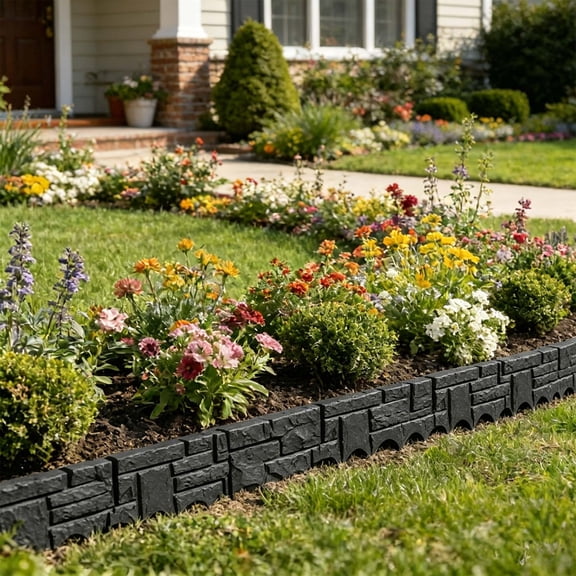 Plastic Garden Fence Panel Lawn Border Edge Decorative Yard Barrier Tree Ring Separation Fence Outdoor Landscaping Garden Border Edging Fence Set(Black)