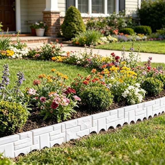 Plastic Garden Fence Panel Lawn Border Edge Decorative Yard Barrier Tree Ring Separation Fence Outdoor Landscaping Garden Border Edging Fence Set(White)