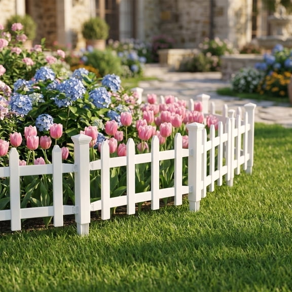 Plastic Garden Fence Picket Edging Panels – Decorative Lawn & Flowerbed Border, Outdoor Landscape Barrier, Durable Modular Yard Divider, Easy Install