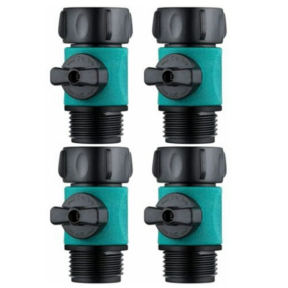 Plastic Garden Hose Connect Water Hose Turn Off Valve Garden Hose Connector Plastic Water Hose Connector with Shutoff Valve Set Fit for All Types of Garden Hoses Standard 3/4 Inch Thread,Pack of 4