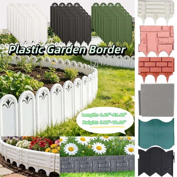 Plastic Garden Landscape Border, Tree Ring Barrier & Grass Stone Separation Fence, Interlocking Decorative Yard Edging for DIY Outdoor Landscaping, 10.24" x 8.46", AKLJWH