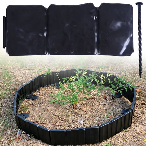 Plastic Garden Landscape Edging Border, Flexible Interlocking Lawn Divider Fence, No Dig Outdoor Grass Edge Barrier, Decorative Flower Bed Border Fencing, Ground Landscape Edging for Patio