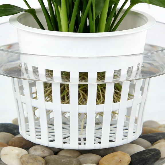 Plastic Garden Mesh Net Pot Hydroponic Basket Planting Nursery Grow Supplies, 11cm/4.3inch Wide Mouthed Hydroponic Growth For Soilless Of Root Controlled Seedlings,White