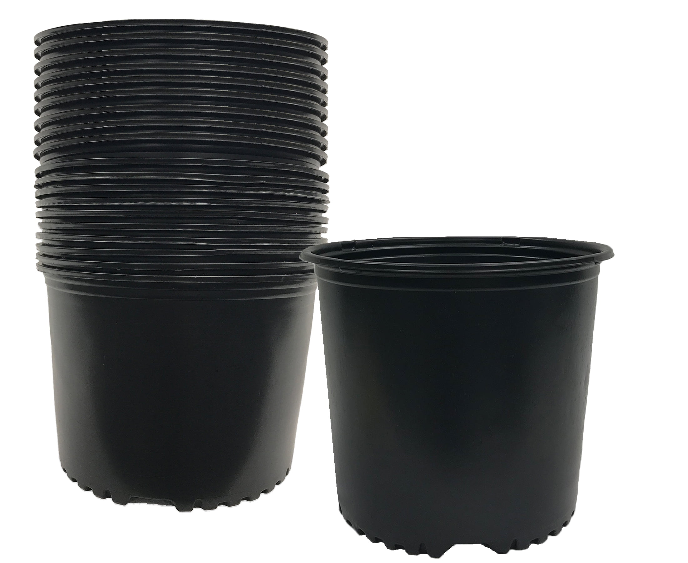 Black Plastic 3 Gallon Nursery Pots, Set of 20