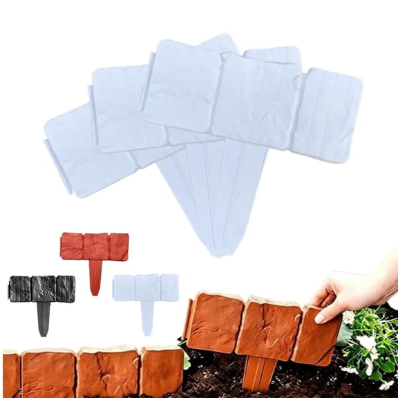 Plastic Garden Retaining Fence, 2026 New Imitation Stone Garden Retaining Fence, No Dig Interlocking Landscape Edging with Stakes, Decorative Lawn Border for Flower Beds, Yard