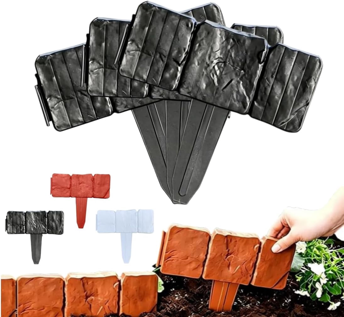 Plastic Garden Retaining Fence, No Dig Interlocking Landscape Edging Border
