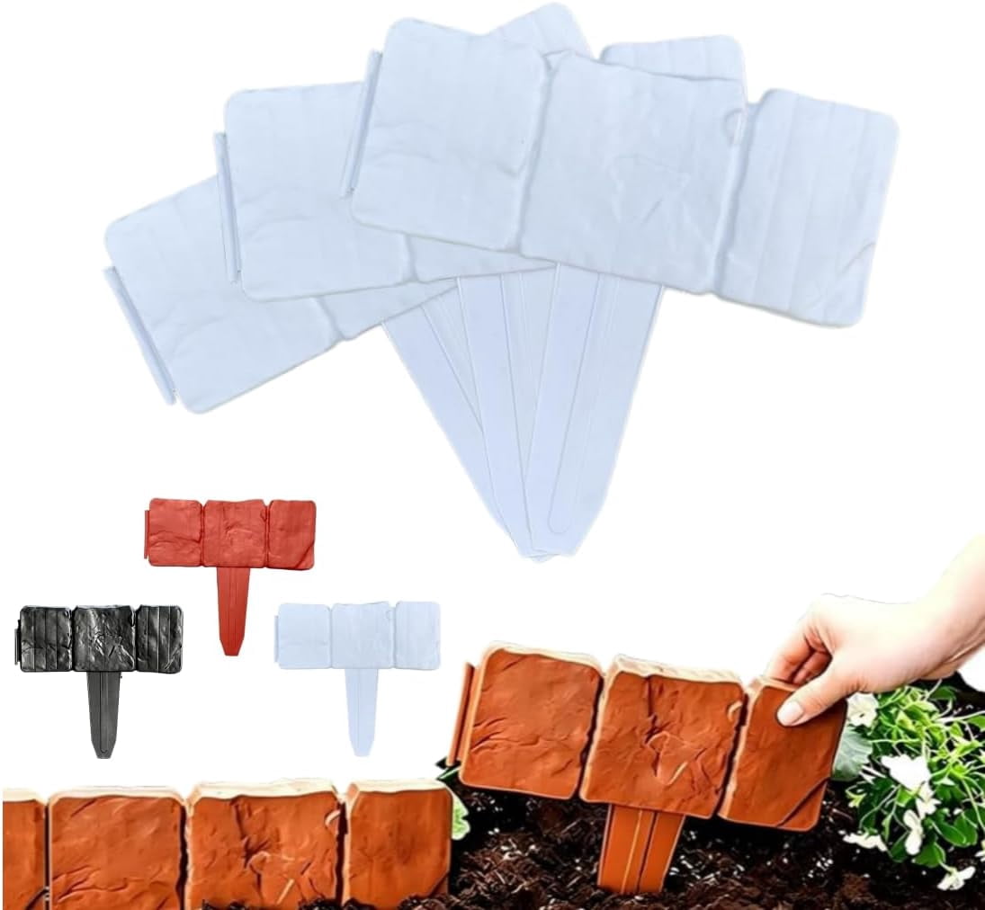Plastic Garden Retaining Fence, No Dig Interlocking Landscape Edging Border