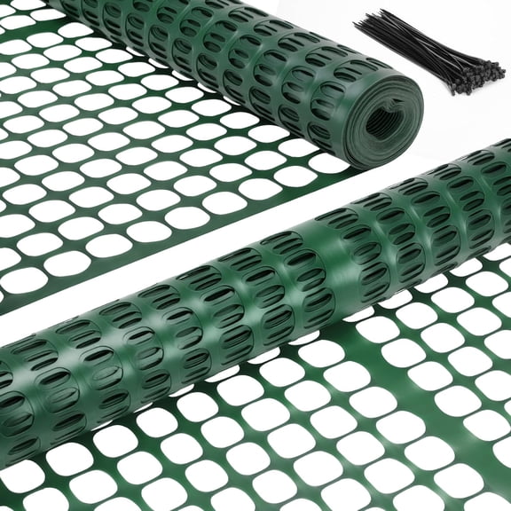 Plastic Garden Snow Fence, 4'x100'/15LBs Heavy Duty Reusable Netting Safety Fences Roll with Zip Ties, Durable Temporary Pool Fence Snow Fencing for Deer Rabbit Chicken Dog Poultry
