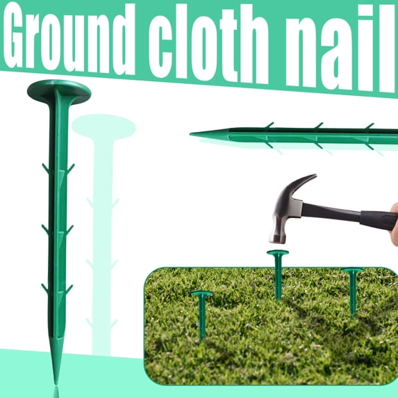 Plastic Garden Stakes, 4.33x1.22in Biodegradable Landscape Staples, 5pc Weed Barrier Pins for Outdoor Landscaping