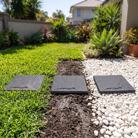 Plastic Garden Stepping Mats Slip-Resistant Decorative Walkway Pavers For Grass Yard Foot Strip 4 Pack