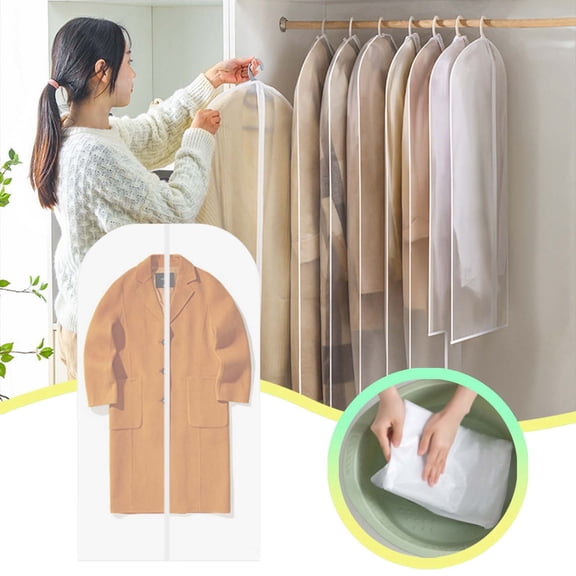 Garment Bags for Clothes - Clear Hanging Clothing Covers Dust Proof for Suits, Dresses, Sweaters, Closet Storage & Travel, Moth Proof Garment Protection Covers