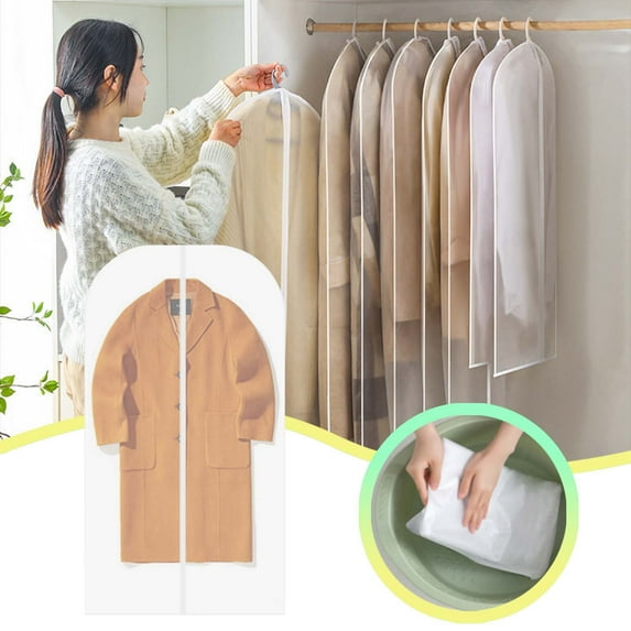 Garment Bags for Clothes - Clear Hanging Clothing Covers Dust Proof for Suits, Dresses, Sweaters, Closet Storage & Travel, Moth Proof Garment Protection Covers