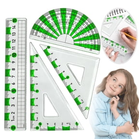 Plastic Geometry Measuring Ruler Set 4 Pack, 15cm Metric Inch Triangular Rulers with Protractor, Drafting Scale Kit for Classroom, Office, Engineering and Household Use