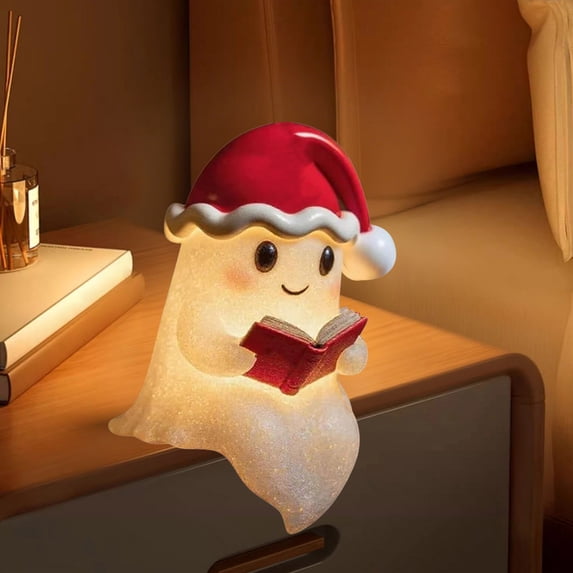 Plastic Ghost Reading Christmas Decoration Light Holiday Celebration Desktop Ornament