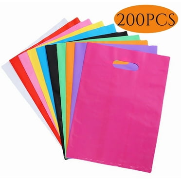 Plastic Gift Bags with Handles Merchandise Bags Christmas Gift Bags Goodie Bags Shopping Bags Packaging Bags for Small Business Birthday  Multi-color 200Pcs