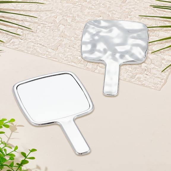 Plastic Glass Square Shaped Makeup Mirror Silver 17x10x1cm