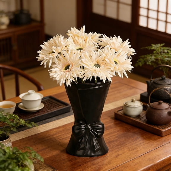 Plastic Glazed Vase for Living Room Decoration, Modern Flower Arrangement Container for Dried or Fresh Flowers, Decorative Flower Pot Accent for TV Cabinet, Bedroom or Kitchen, Durable Plastic