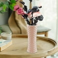 thumbnail image 1 of Plastic Glazed Vase for Flower Arrangement, Decorative Home Decor, Dried & Fresh Flower Holder, 8.8x3.5in, Blue Pink White Options, 1 of 6