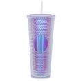 thumbnail image 1 of 710ml Wall Plastic Tumbler with Lid and Straw Cold Drink Travel Mug Reusable Party Cup Perfect for Office Poolside Parties Gifts For Him & Her - Transparent silver, 1 of 5