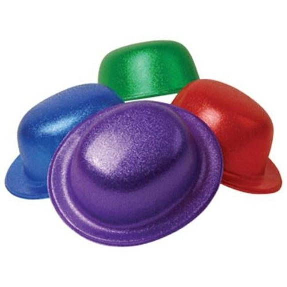 Plastic Glitter Derbies, Assorted Color - Pack of 12