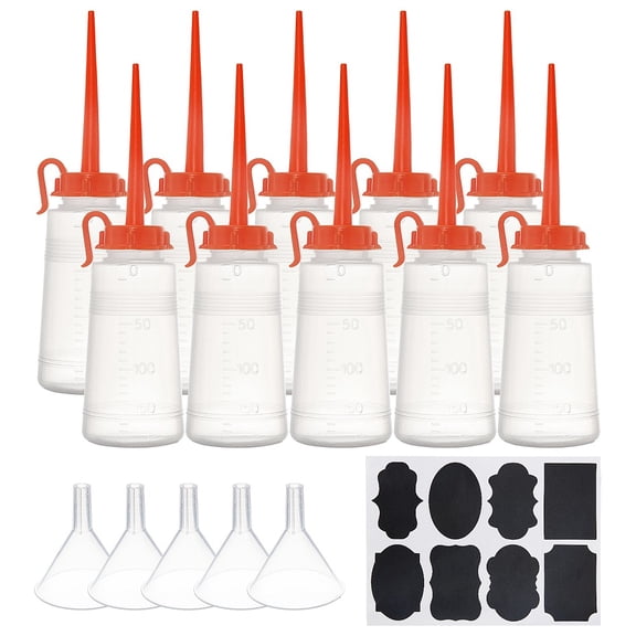 Plastic Glue Bottles Plastic Funnel Hopper and Chalkboard Sticker Labels White 19.5cm Capacity: 150ml