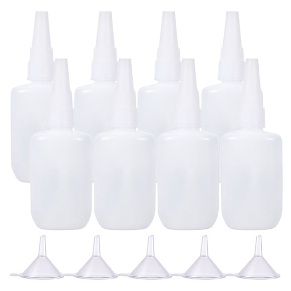 Plastic Glue Bottles Sets Bottle Caps Through-hole with Transparent Funnel Hopper White 13.1cm Capacity: 50g 10pcs/set for making