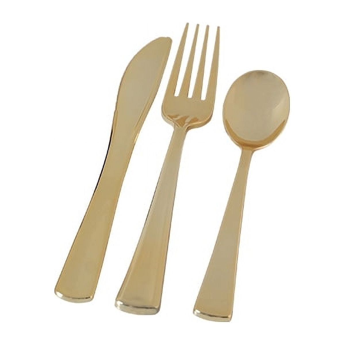 Plastic Gold Cutlery Set, Heavyweight 8 of Knives/Forks/Spoons in a