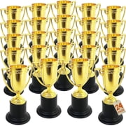 كأس الكأس الذهبية البلاستيكية للأطفال - 24 عبوة - 4 جوائز جائزة الإنجاز - التقدير المثالي للمدرسة ، الرياضة ، المكتب ، ألعاب الكرنفال - حفلات الحسنات ، الديكور ، الدعائم - الدافع