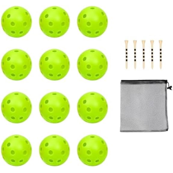 Plastic Golf Balls Practice Limited Flight Golf Training Ball Hollow Swing Practice Indoor Golf Balls with Mesh Drawstring Bag for Backyard Driving Range or Outdoor