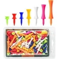 thumbnail image 1 of Plastic Golf Castle Tees Step Down Value 200 Count, Unbreakable Mixed or Same Height 1, 1 1/4, 2 3/4, 2 1/4, 2, 1 3/4, 1 1/2 Inch Length Colorful Pack for Practice, 1 of 7