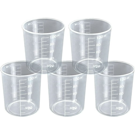 Plastic Graduated Cup Mixing Cups,Bexikou 25PCS 100ML Plastic Measuring Cups for Resin,Paint Epoxy Resin Mixing Cups,Liquid Measuring Cups, Graduation Epoxy Resin Cups