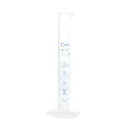 Plastic Graduated Cylinder, 10ml Measuring Cylinder, 2-Sided Metric Marking, Clear Hex Base for Lab Home